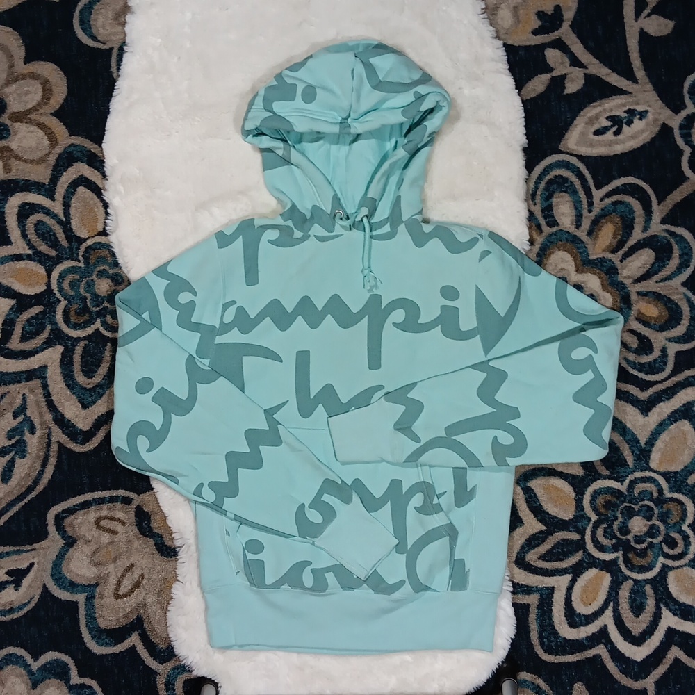 Champion reverse weave oversize light blue hoodie sweatshirt